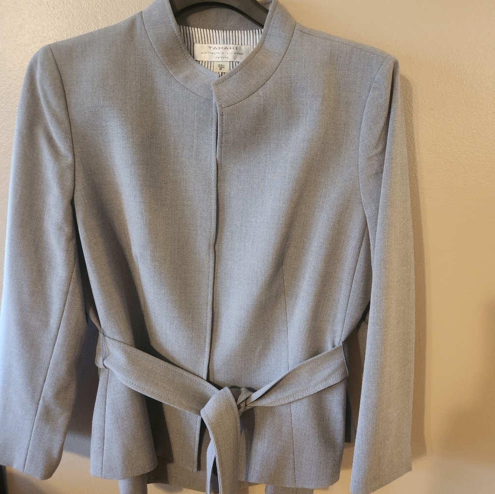 Tahari Skirt Suit, Jacket and Skirt, Gray, 8P